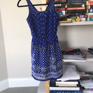 divided blue patterned dress